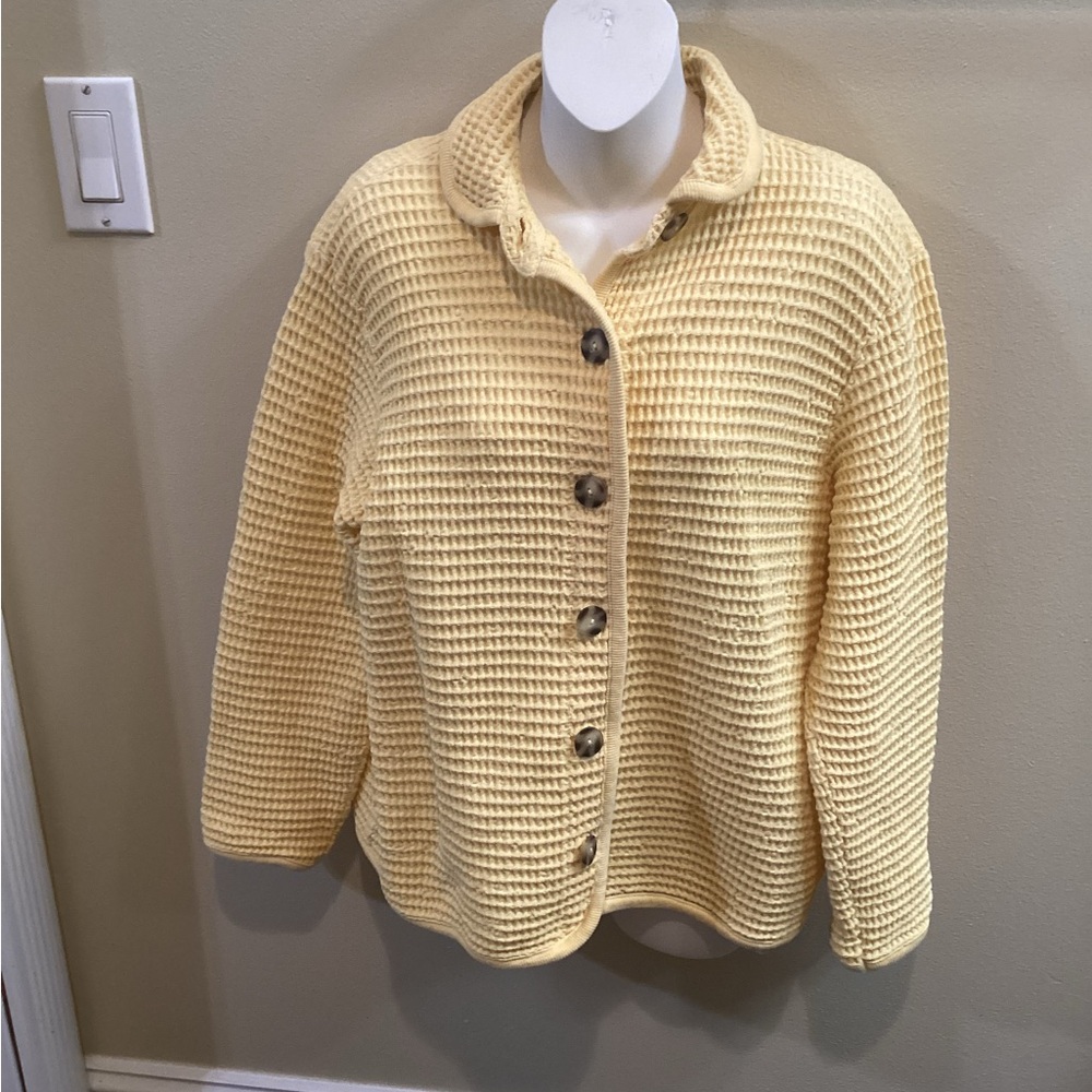 Vintage 1990’s Republic Blues Women's Yellow Button-Up Jacket 100% Cotton